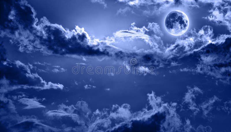 Romantic night sky lit by full moon stock photography Romantic night sky lit by full moon stock photography