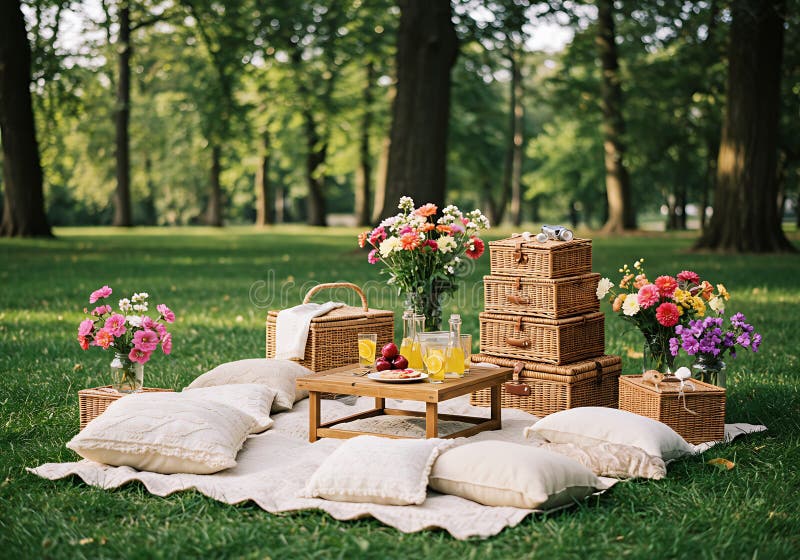 Romantic Park Picnic vektor illustrationer