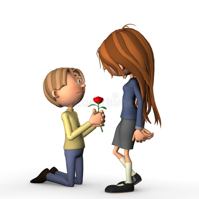 Romantic Proposal Love Rose Stock Illustration - Illustration of giving,  proposing: 45926206