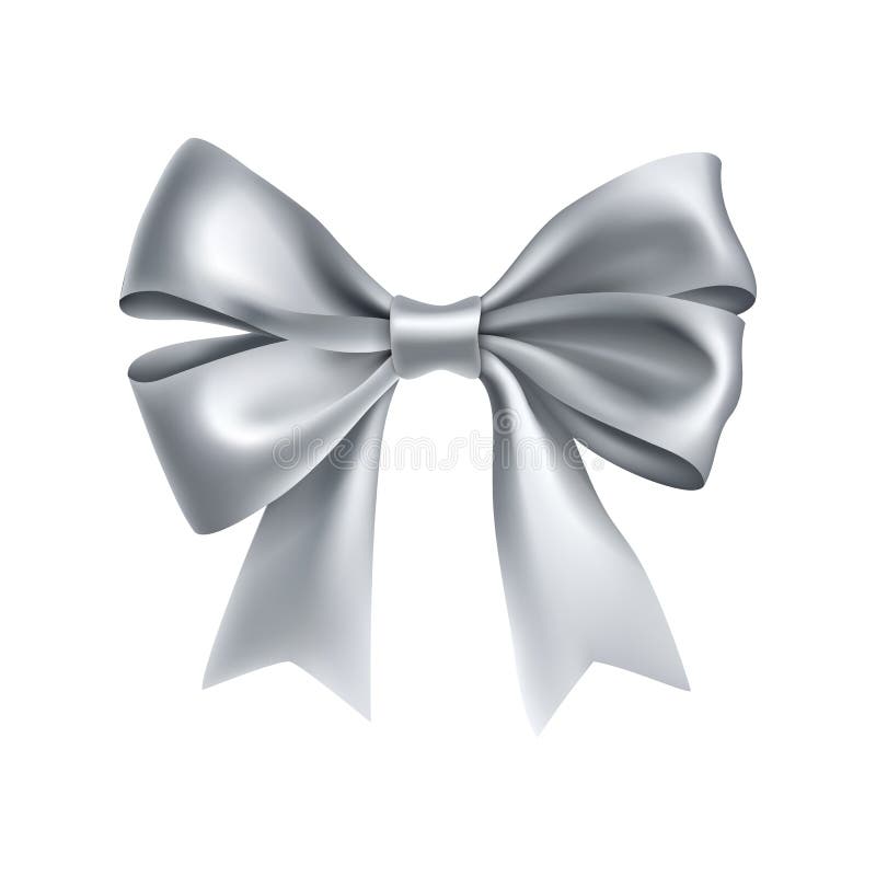 Silver Ribbon With A Bow On A White Background. Royalty Free SVG, Cliparts,  Vectors, and Stock Illustration. Image 68898280.