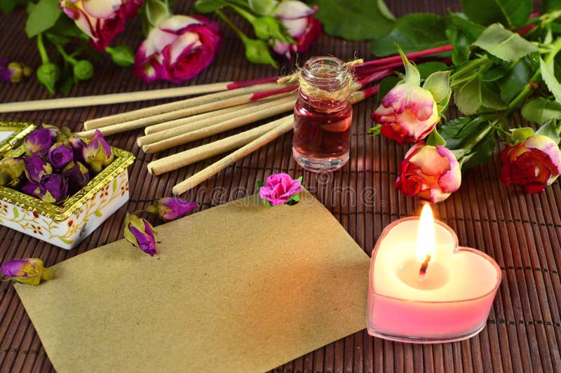 Romantic Still Life with Candle Stock Photo Image of care, bathroom