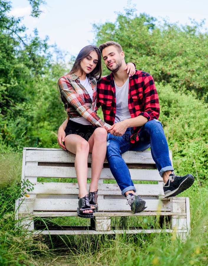 Romantic Story. Valentines Day. Summer Camping in Forest. Couple in Love.  Checkered Fashion. Man with Girl in Park Stock Image - Image of emotional,  relationship: 169305791