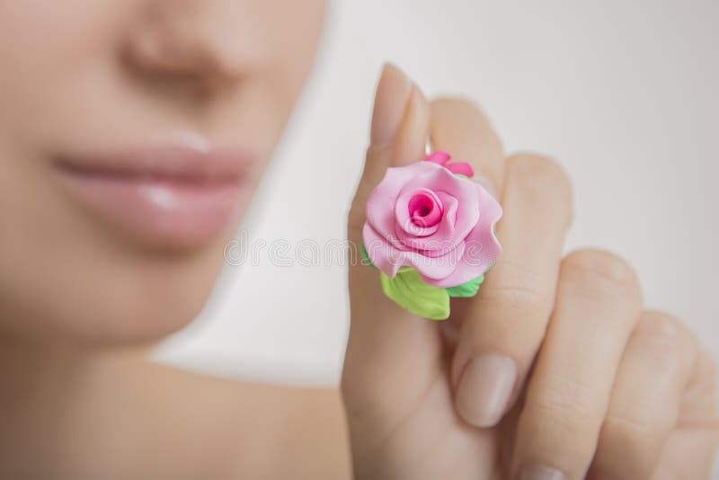 Romantic style: Fashion studio shot of beautiful woman with a fl stock photo Romantic style: Fashion studio shot of beautiful woman with a fl stock photo
