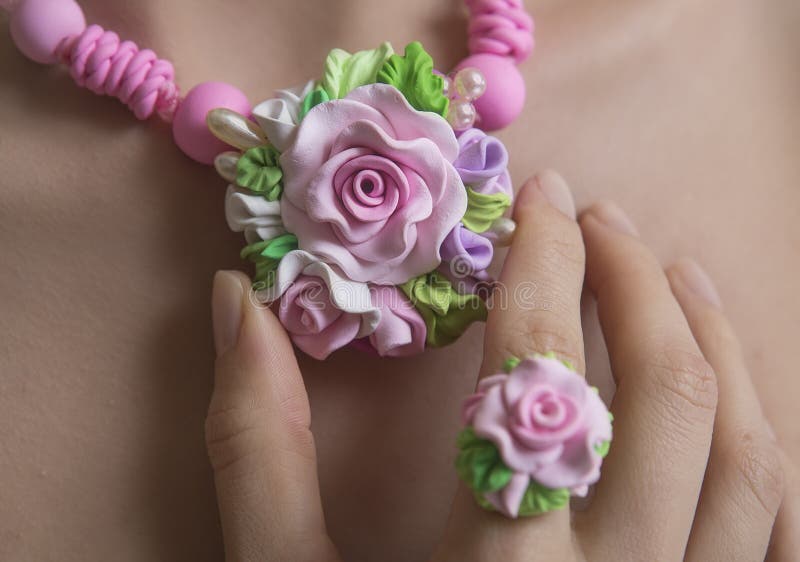 Romantic Style: Floral Rose Necklace Fashion Studio Shot of a J royalty free stock photo Romantic Style: Floral Rose Necklace Fashion Studio Shot of a J royalty free stock photo