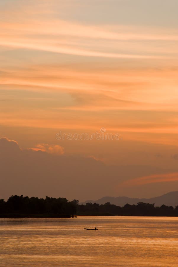 Romantic sunset on a river