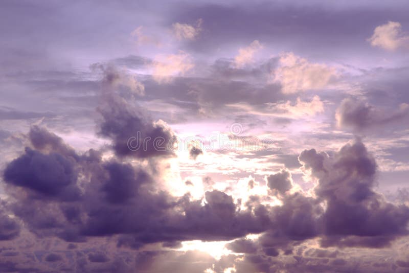 Romantic Sunset Sky With Fluffy Clouds And Beautiful Heavy Weather