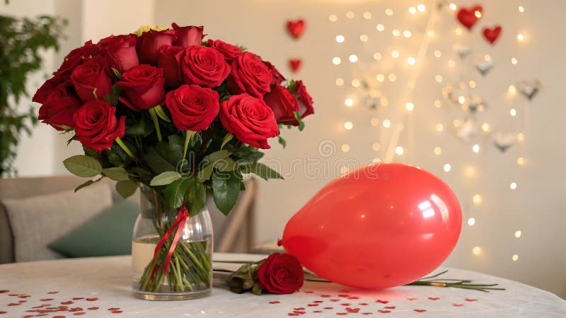 Romantic Valentines Day som sätter in Red Roses Blegon Decor vektor illustrationer