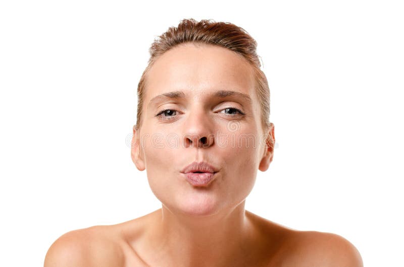 Romantic Woman Blowing A Kiss At The Camera Stock Image Image Of