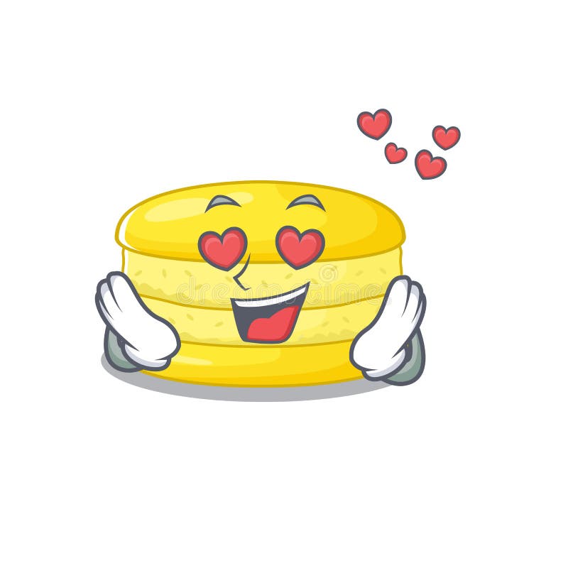Romantico innamoramento di lemon macaron personaggio di cartoni animati illustrazione di stock