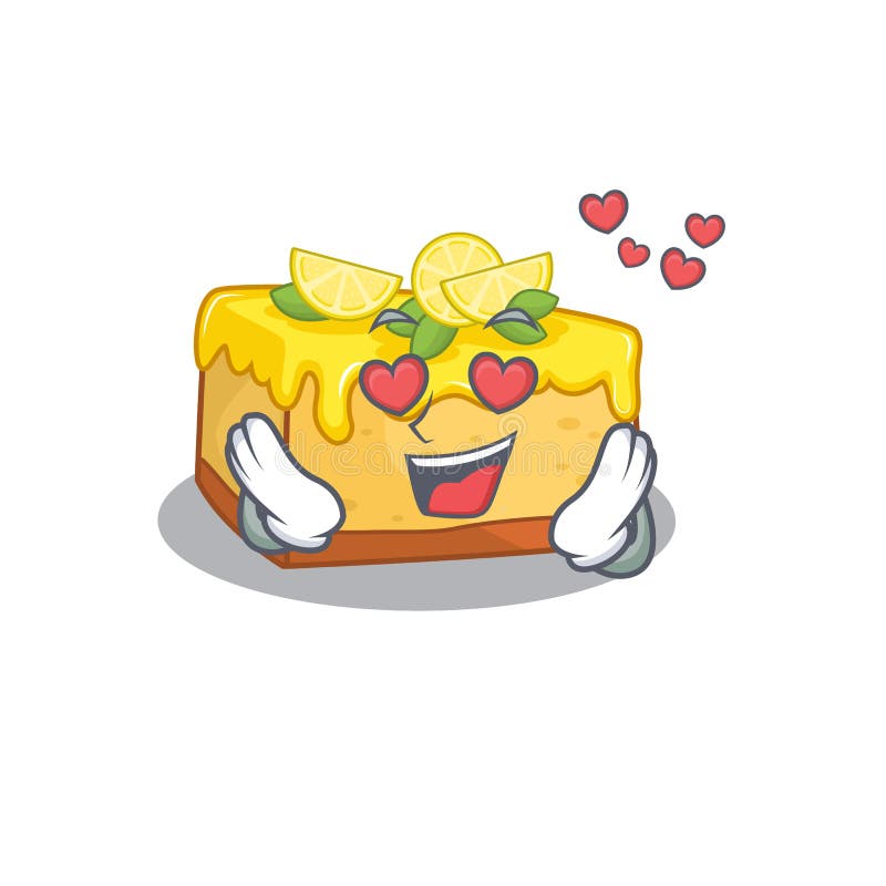 Romantico innamoramento di un personaggio di cartoni di limone cheesecake illustrazione di stock