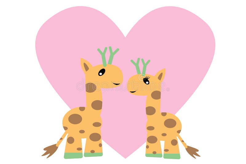 Romantische Liebesgiraffe, Valentinstag 14 lizenzfreie abbildung Romantische Liebesgiraffe, Valentinstag 14 lizenzfreie abbildung