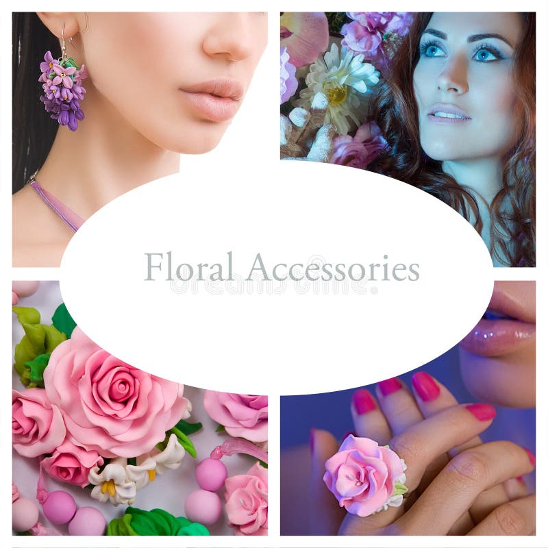 Romantische Stijlcollage: Manier van een Bloemenvrouw Accessori wordt geschoten die stock afbeelding Romantische Stijlcollage: Manier van een Bloemenvrouw Accessori wordt geschoten die stock afbeelding