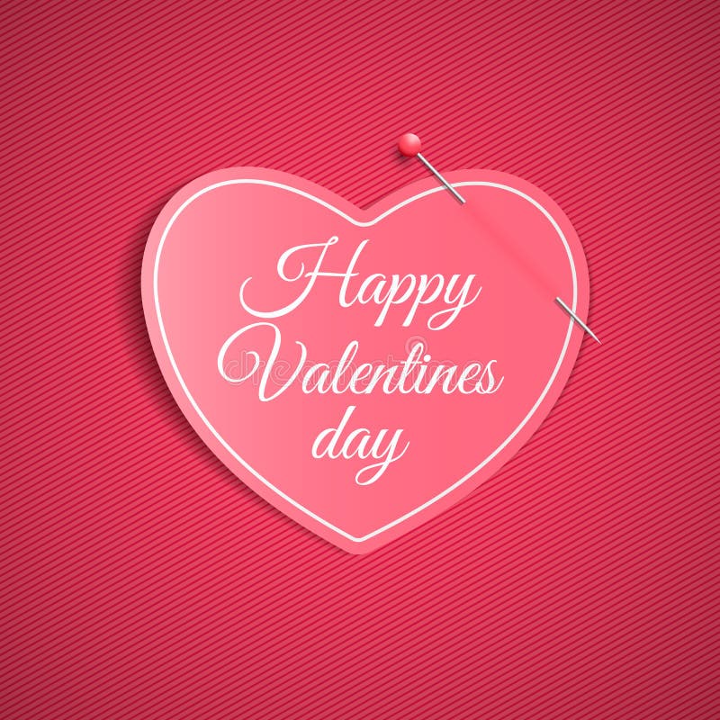 Romantisk anmärkning från en pappers- hjärta med ett stift Festlig grafisk beståndsdel lycklig s valentin för dag Rosa bakgrund m vektor illustrationer Romantisk anmärkning från en pappers- hjärta med ett stift Festlig grafisk beståndsdel lycklig s valentin för dag Rosa bakgrund m vektor illustrationer
