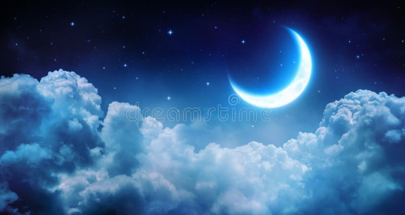 Romantisk måne i stjärnklar natt