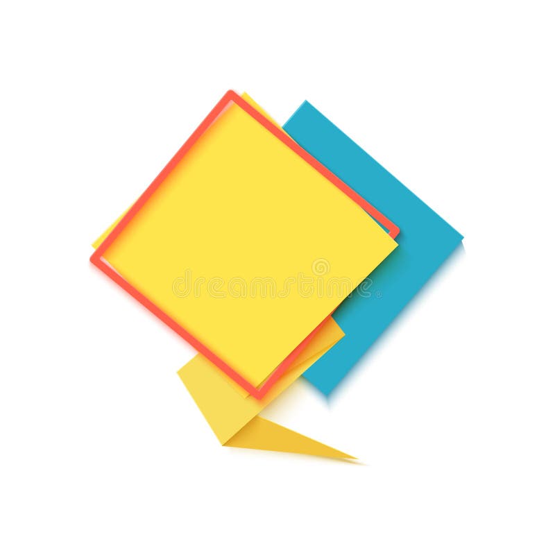 Rombo giallo bolla d'arte di taglio di carta. memphis style banner con forme geometriche. vignetta colorata con posto royalty illustrazione gratis