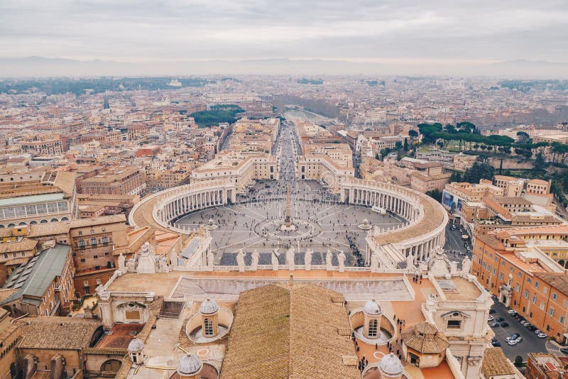 Rome from above, panoramic shot from the Saint Peters Basilica d royalty free stock images