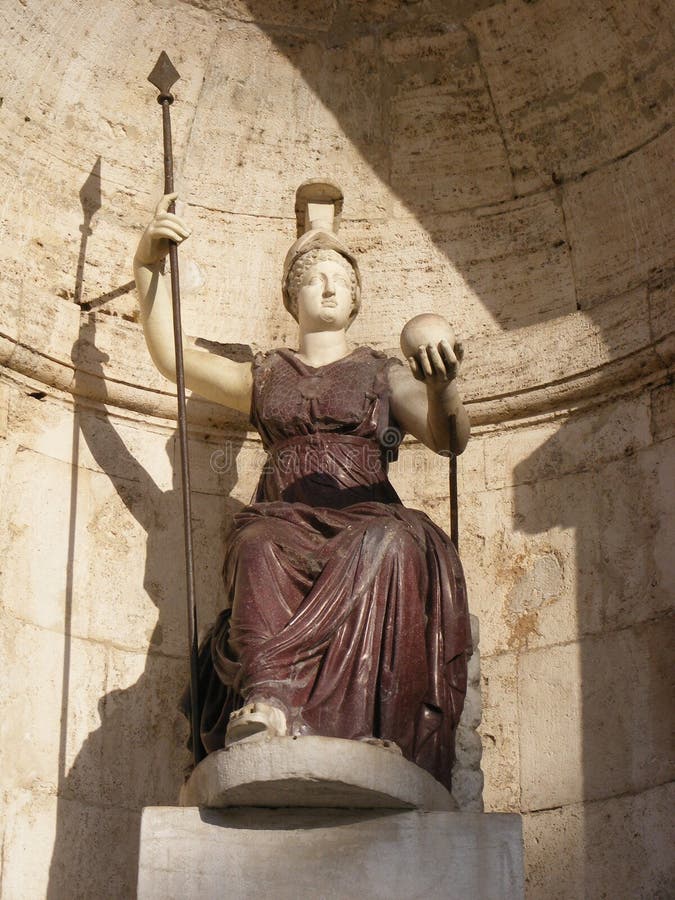 Statue Of Goddess Minerva In Rome Stock Photo - Image of landmark ...