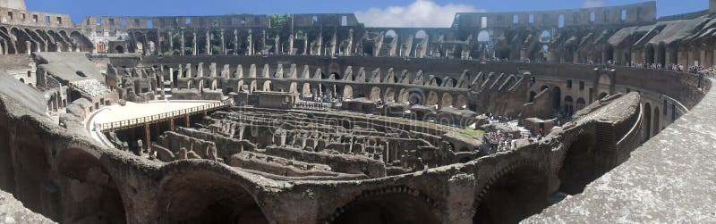 Panoramic view of the interior of the Colliseum in Rome. Colliseum stock images, royalty-free photos and pictures