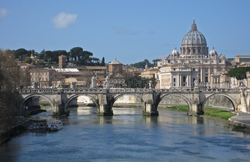 Vatican and St Peters in Rome from the Ponte Umberto bridge. Vatican and St Peters in Rome from the Ponte Umberto bridge
