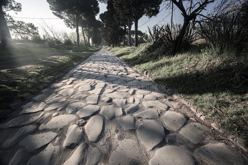 Rome de oudste straat: oude Appia royalty-vrije stock fotografie Rome de oudste straat: oude Appia royalty-vrije stock fotografie