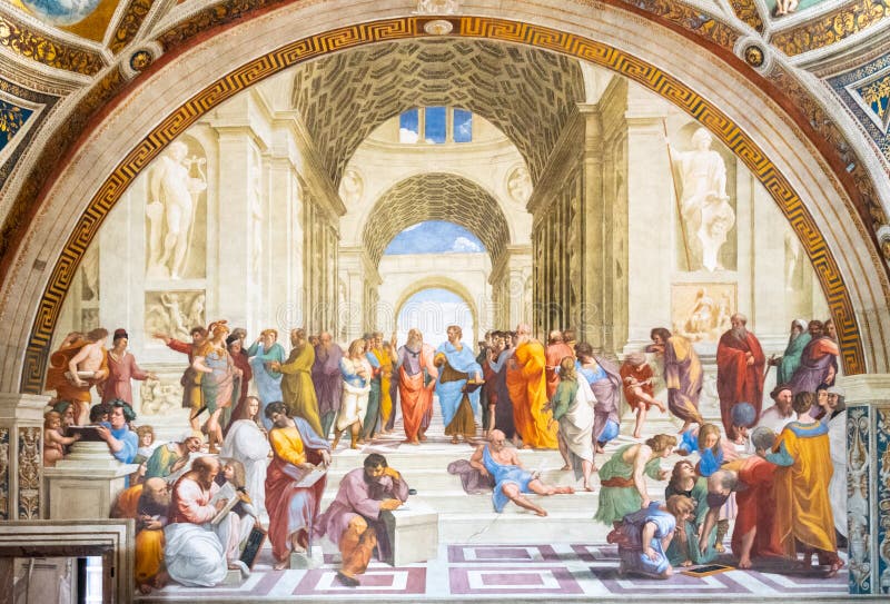 ROME, ITALIE - 7 MAI 2019 : École de la peinture d'Athènes par Raphael, musées de Vatican, Ville du Vatican