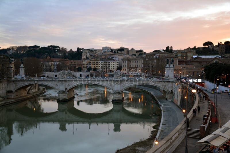 View from the Castel Di S.Angelo. The Mausoleum of Hadrian, usually known as Castel Sant'Angelo (English: Castle of the Holy Angel), is a towering cylindrical building in Parco Adriano, Rome, Italy. View from the Castel Di S.Angelo. The Mausoleum of Hadrian, usually known as Castel Sant'Angelo (English: Castle of the Holy Angel), is a towering cylindrical building in Parco Adriano, Rome, Italy.