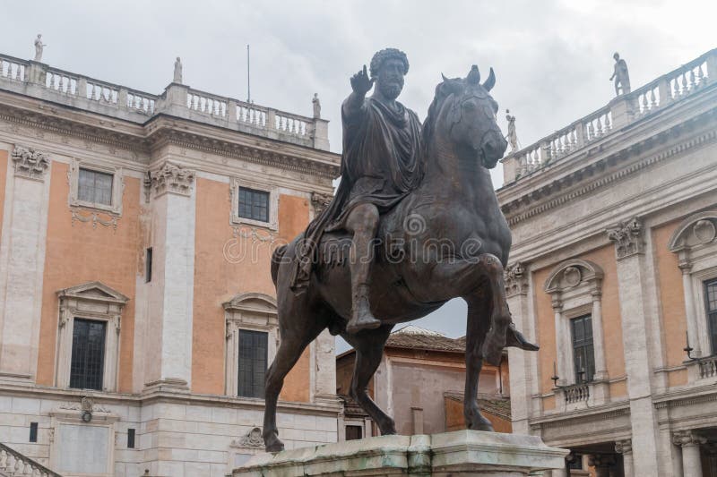 Replica of the Equestrian Statue of Marcus Aurelius Editorial Photo