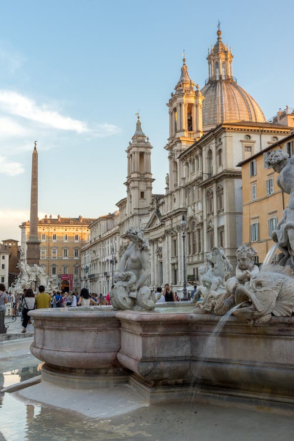 Amazing Sunset View of Piazza Navona in City of Rome, Italy Editorial ...
