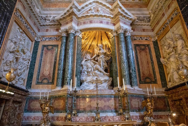 Panoramic View of Interior of Santa Maria Della Vittoria Editorial ...