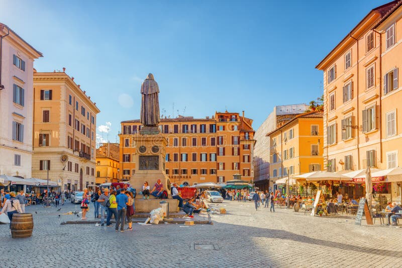 Piazza Campo De Fiori In Rome, Italy. Editorial Photo - Image of ...