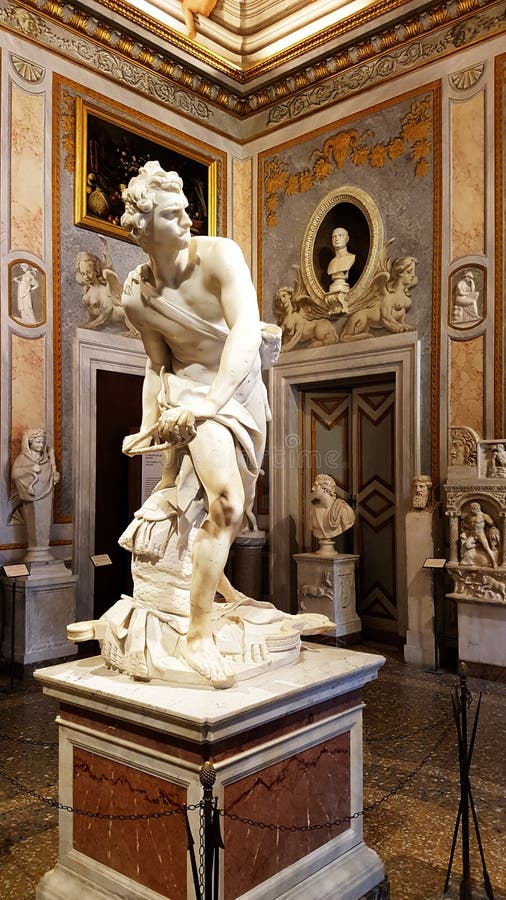 David, a famous sculpture of the Borghese Gallery in Rome.