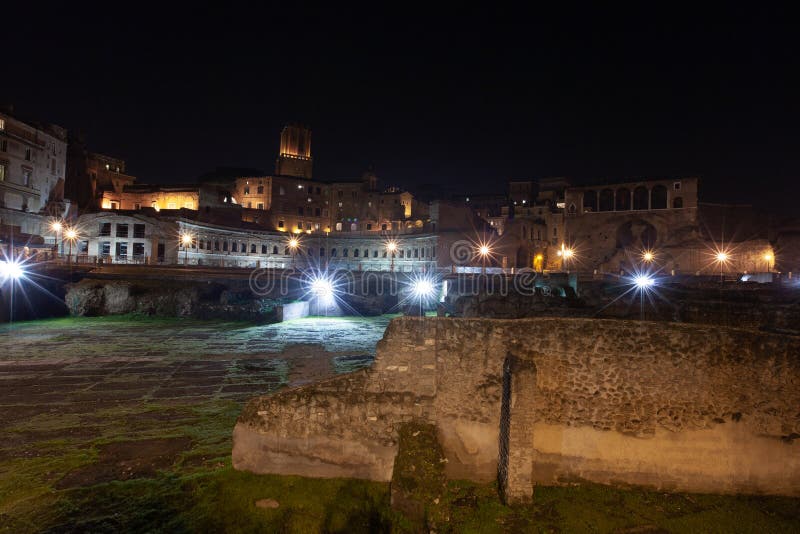 Rome, Italy, Ruins of the Old City at Night with Backlight Stock Image Image of ruin, italy
