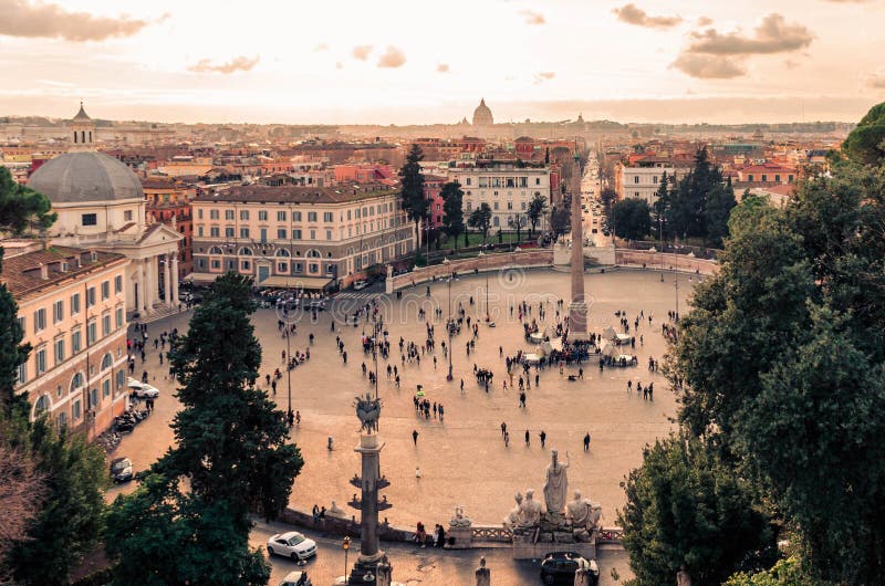 Rome Italy -View of Piazza Del Popolo Popolo Square in Rome Stock Photo ...