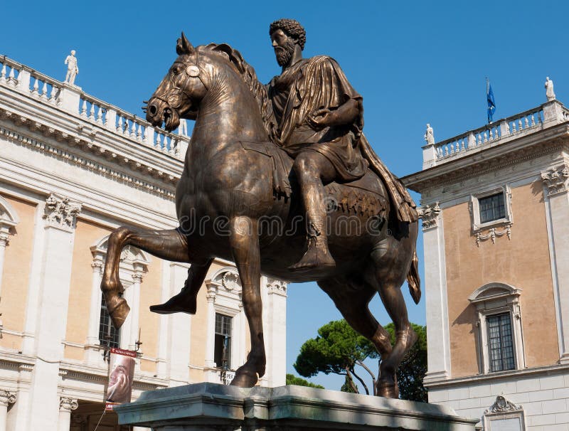 Rome, monument voor Marcus Aurelius stock fotografie