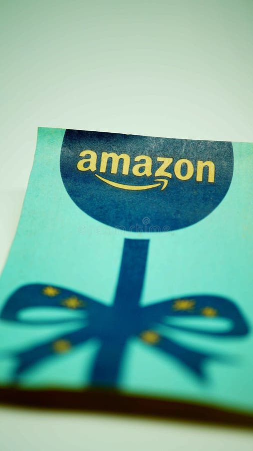 Christmas Ribbon of Amazon Packages in Macro View Editorial Photography ...
