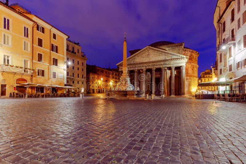 Rome. Pantheon in the night illumination.