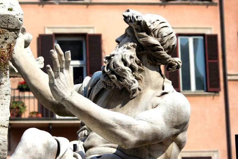 RomeStatue in Piazza Navona. Stock Image Image of angel, hundreds