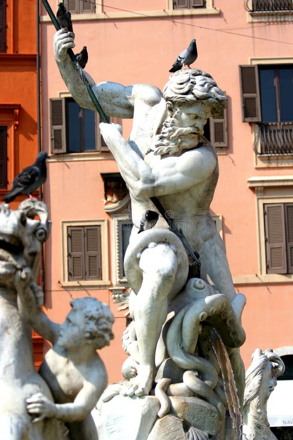 RomeStatue in Piazza Navona. Stock Image Image of background