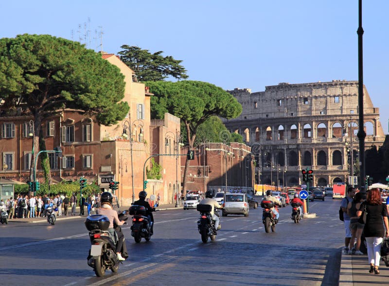 Rome street with motor scooters stock images Rome street with motor scooters stock images