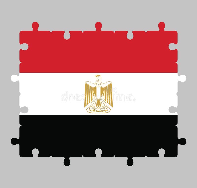 Rompecabezas De La Bandera De Egipto En Color Negro Blanco Rojo Con El águila Egipcia De Saladin Ilustración del Vector - Ilustración de águila, rojo: 132709568