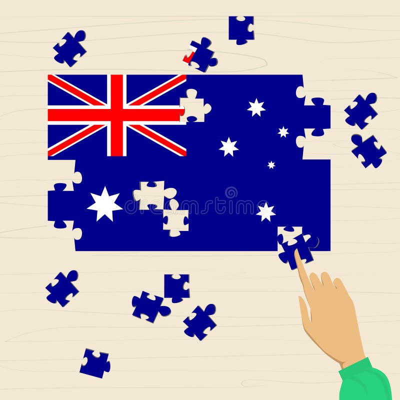 Rompecabezas de la bandera nacional de Australia plano libre illustration Rompecabezas de la bandera nacional de Australia plano libre illustration