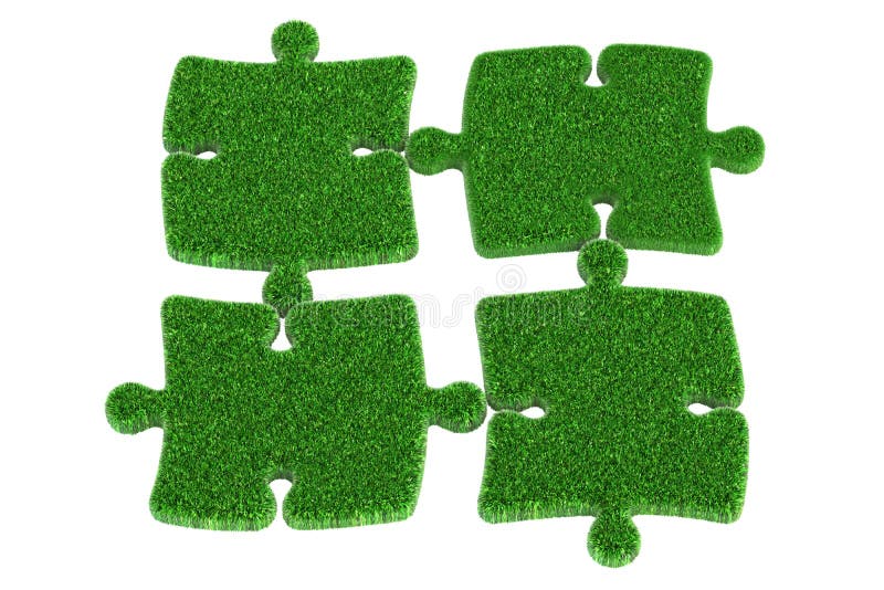 Rompecabezas de la hierba verde, representación 3D stock de ilustración Rompecabezas de la hierba verde, representación 3D stock de ilustración