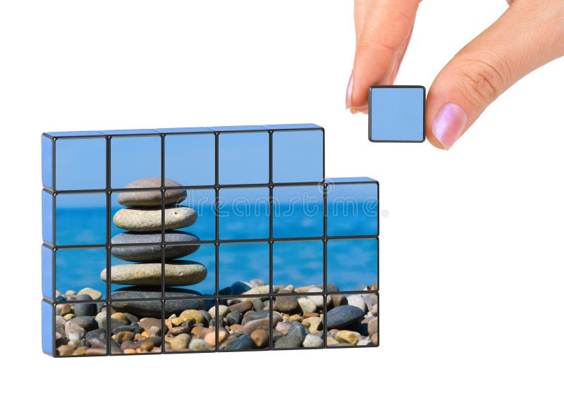Rompecabezas de la mano y del paisaje marino (mi foto) imágenes de archivo libres de regalías Rompecabezas de la mano y del paisaje marino (mi foto) imágenes de archivo libres de regalías