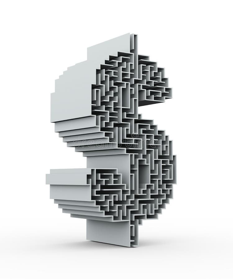 rompecabezas del laberinto del símbolo de la muestra de dólar 3d ilustración del vector rompecabezas del laberinto del símbolo de la muestra de dólar 3d ilustración del vector