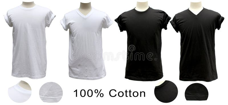 Rond 100% noir blanc de coton de T-shirt V