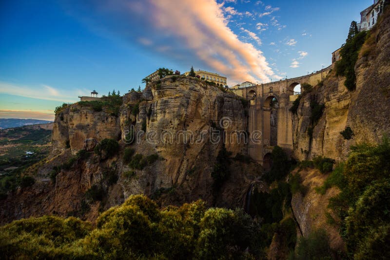 Famous Archway in Ronda, Spain. Hdr bridge stock images, royalty-free photos and pictures