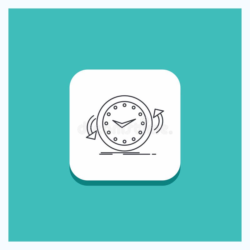 Ronde Knoop voor Steun, klok, met de wijzers van de klok mee, tegen, het pictogram Turkooise Achtergrond van de tijdlijn stock illustratie Ronde Knoop voor Steun, klok, met de wijzers van de klok mee, tegen, het pictogram Turkooise Achtergrond van de tijdlijn stock illustratie