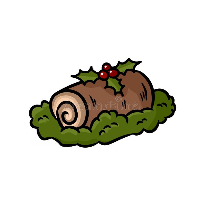 Rondin de Noël complété avec le griffonnage coloré de baies illustration libre de droits Rondin de Noël complété avec le griffonnage coloré de baies illustration libre de droits