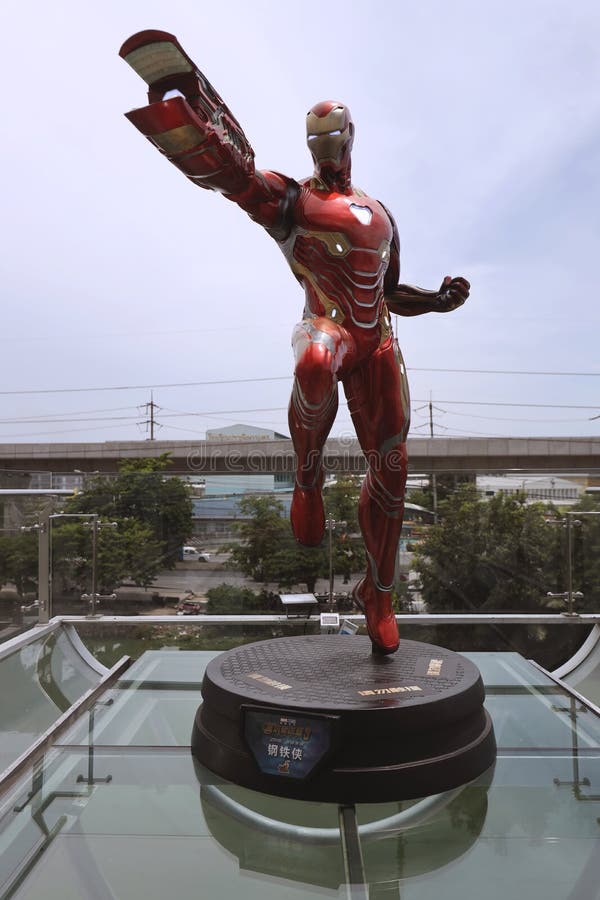 BANGKOK - JUNE 21 : IRONMAN Figure Model  1:1 SCALE on display at Robot Dessert Cafe on JUNE 21, 2019 in Bangkok, Thailand. BANGKOK - JUNE 21 : IRONMAN Figure Model  1:1 SCALE on display at Robot Dessert Cafe on JUNE 21, 2019 in Bangkok, Thailand