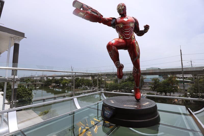 BANGKOK - JUNE 21 : IRONMAN Figure Model  1:1 SCALE on display at Robot Dessert Cafe on JUNE 21, 2019 in Bangkok, Thailand. BANGKOK - JUNE 21 : IRONMAN Figure Model  1:1 SCALE on display at Robot Dessert Cafe on JUNE 21, 2019 in Bangkok, Thailand